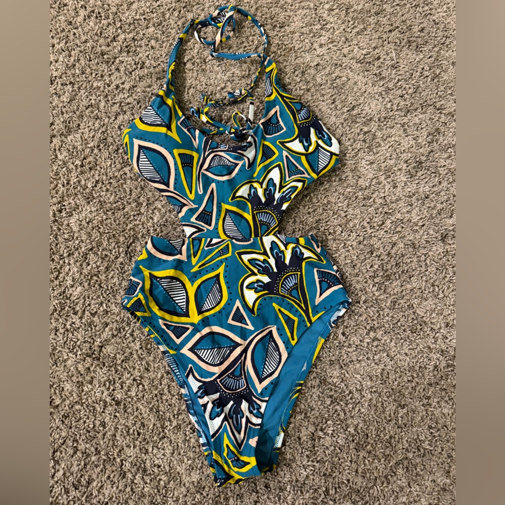 Aerie Teal and Yellow Bikini Bottom
